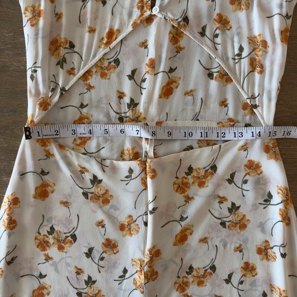 Reformation Floral Wellfleet Back Cutout V-neck Midi Dress-Sz 12-Limonada Print - Picture 7 of 16